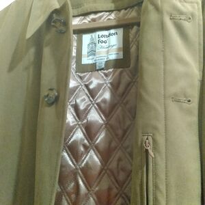 London Fog Men's Tan Rain Coat Trench with Removable Lining 44R